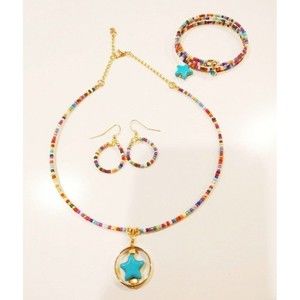 3-Piece Jewelry Set Necklace Bracelet Earrings Hoops